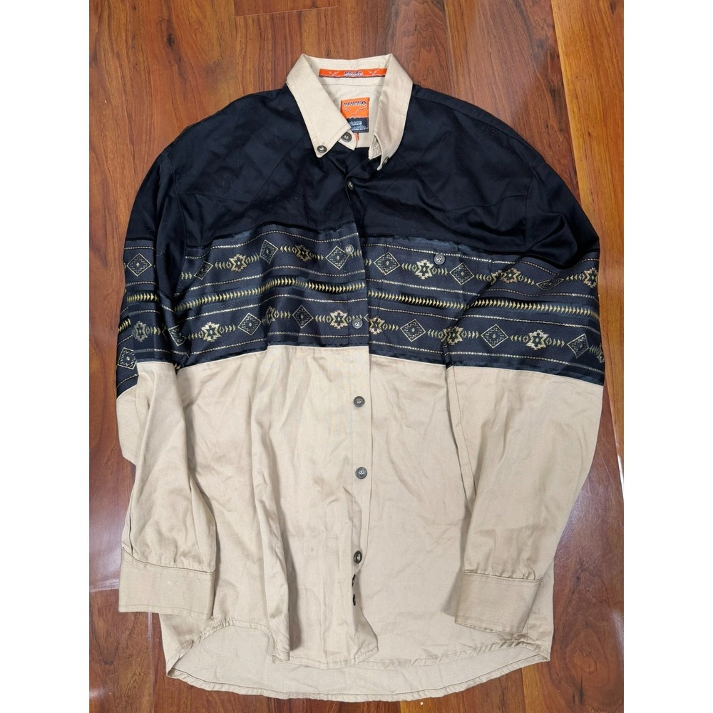 Rodeo Shirt Mens SZ S Gold Carte D'identite Aztec Western Cowboy Roper Rancher